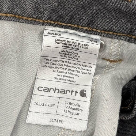 Carhartt Layton Jeans Women’s 12 Slim Fit Gray Streetwear Festival Minimalist - Picture 6 of 12